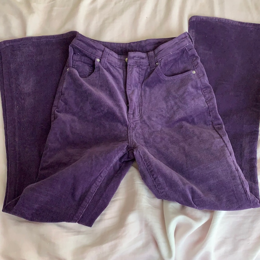 Purple corduroy flare pants